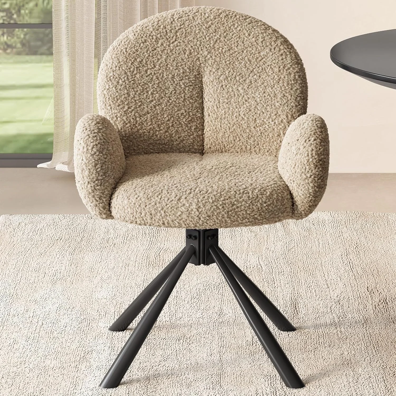 Bubble Modern Comfortable, 360° Swivel Mid-Back Arm Buckle Upholstered Metal Base Computer Study Office Desk