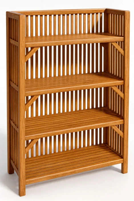 Bhatiacane Premium Handmade 4 Tier Cane Display Shelf Cane Open Book Shelf