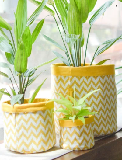 Handprinted Chevron Basket Set of 3