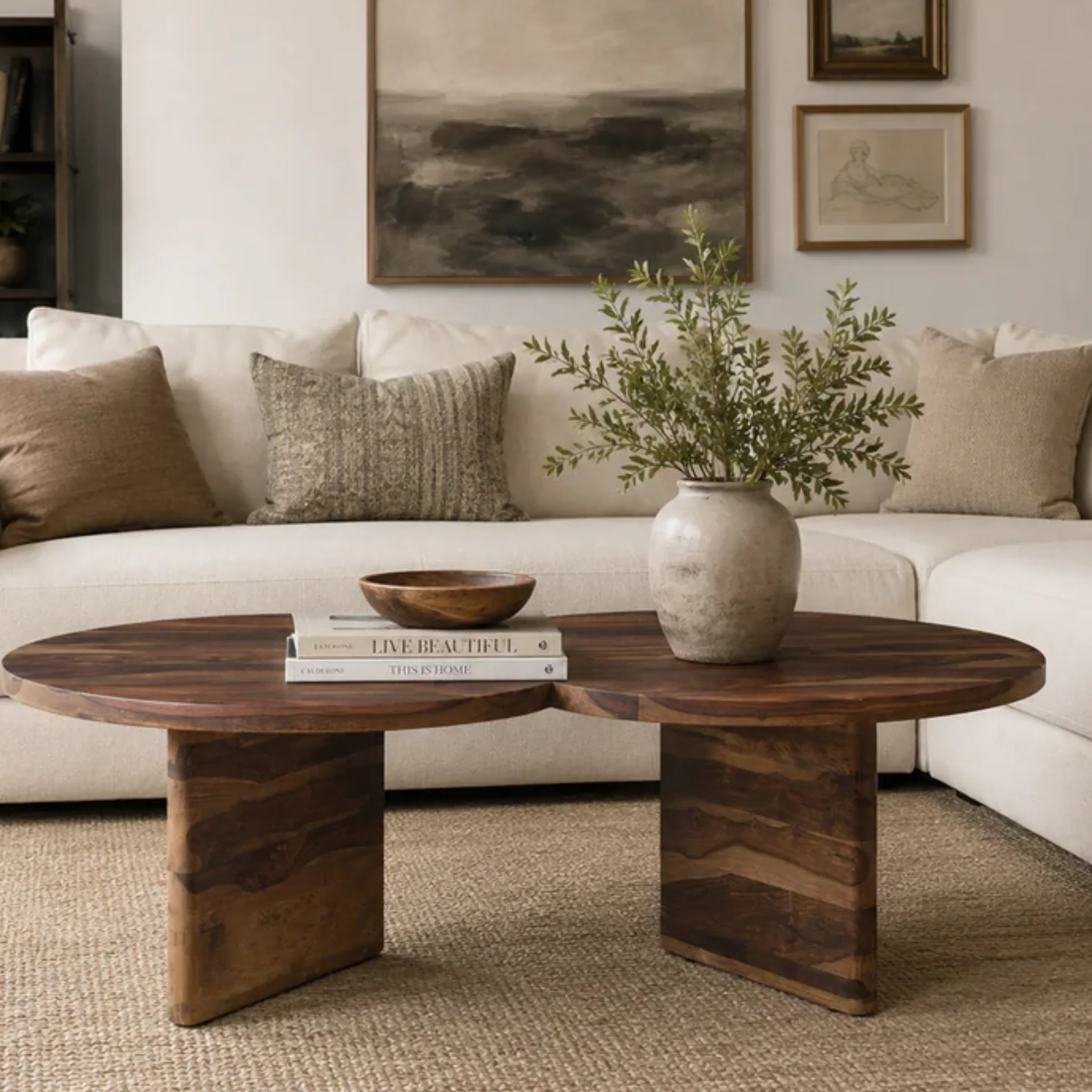 Kaya Sheesham Wood Coffee Table In Provincial Teak Finish