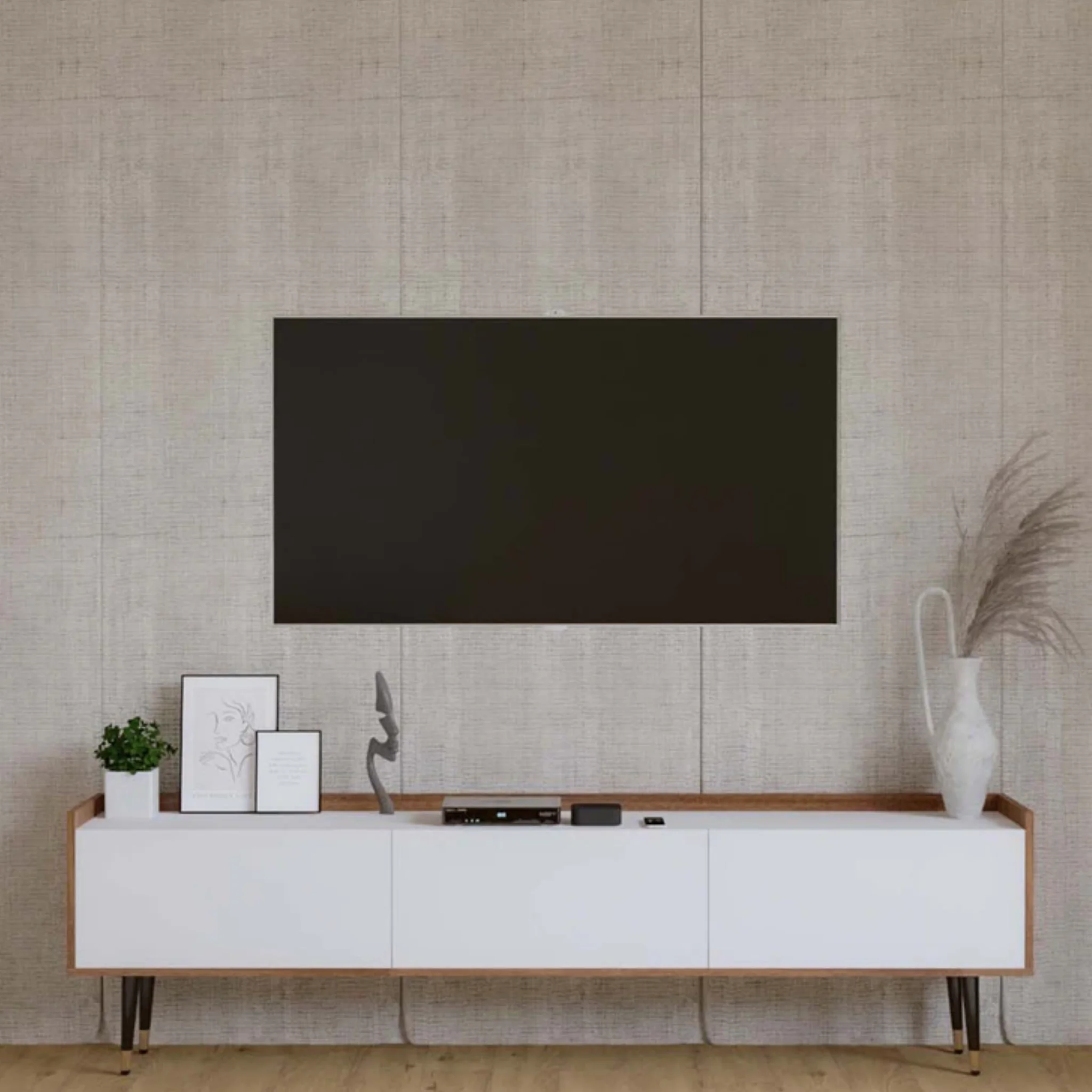 Gem TV Unit in Leon Teak Finish for TV upto 75 Inch