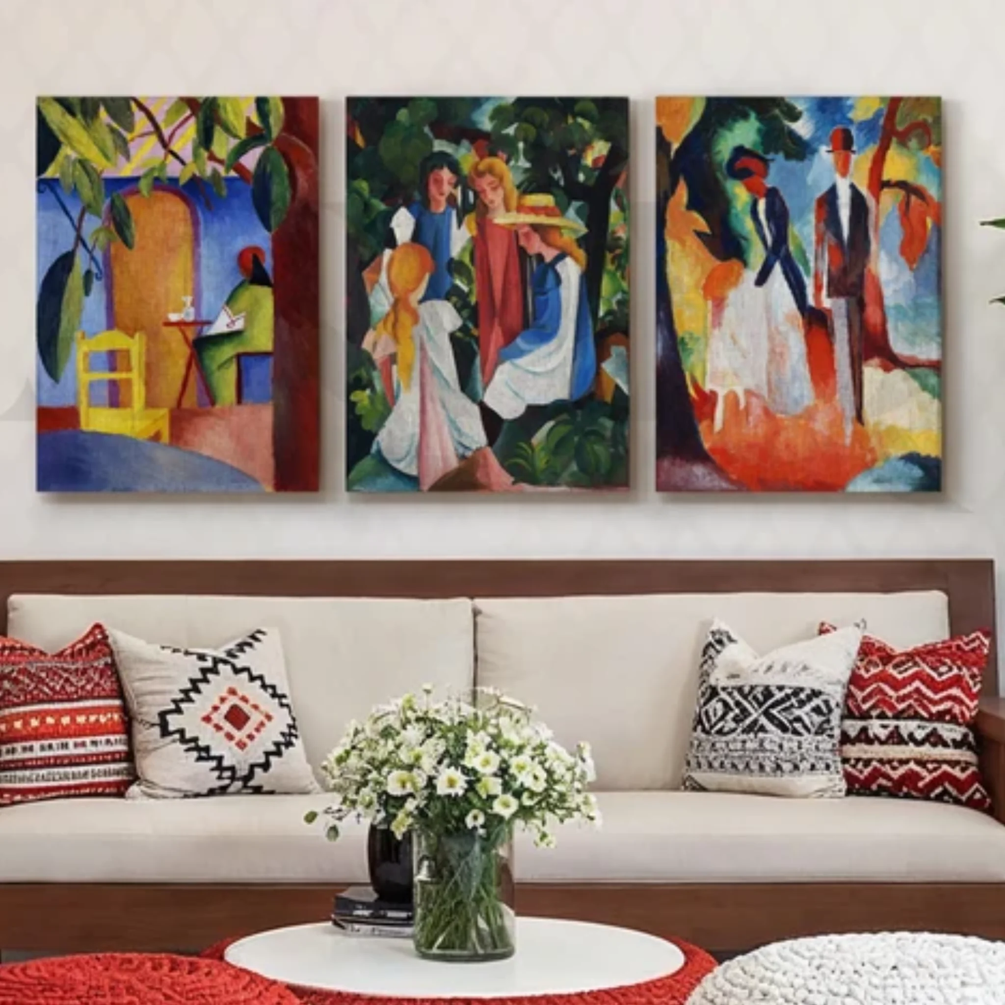 Expressionist Garden Scenes Gallery Wall – Set of 3 Modern Artworks