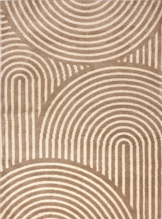 Beige Uval Modern Pile 3X5 Ft Carpet