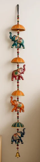 CDM Handcrafted Rajasthani Wall Hanging | Ethnic Decorative Hanging with Beads & Bell | Home Decor for Door, Wall, Balcony