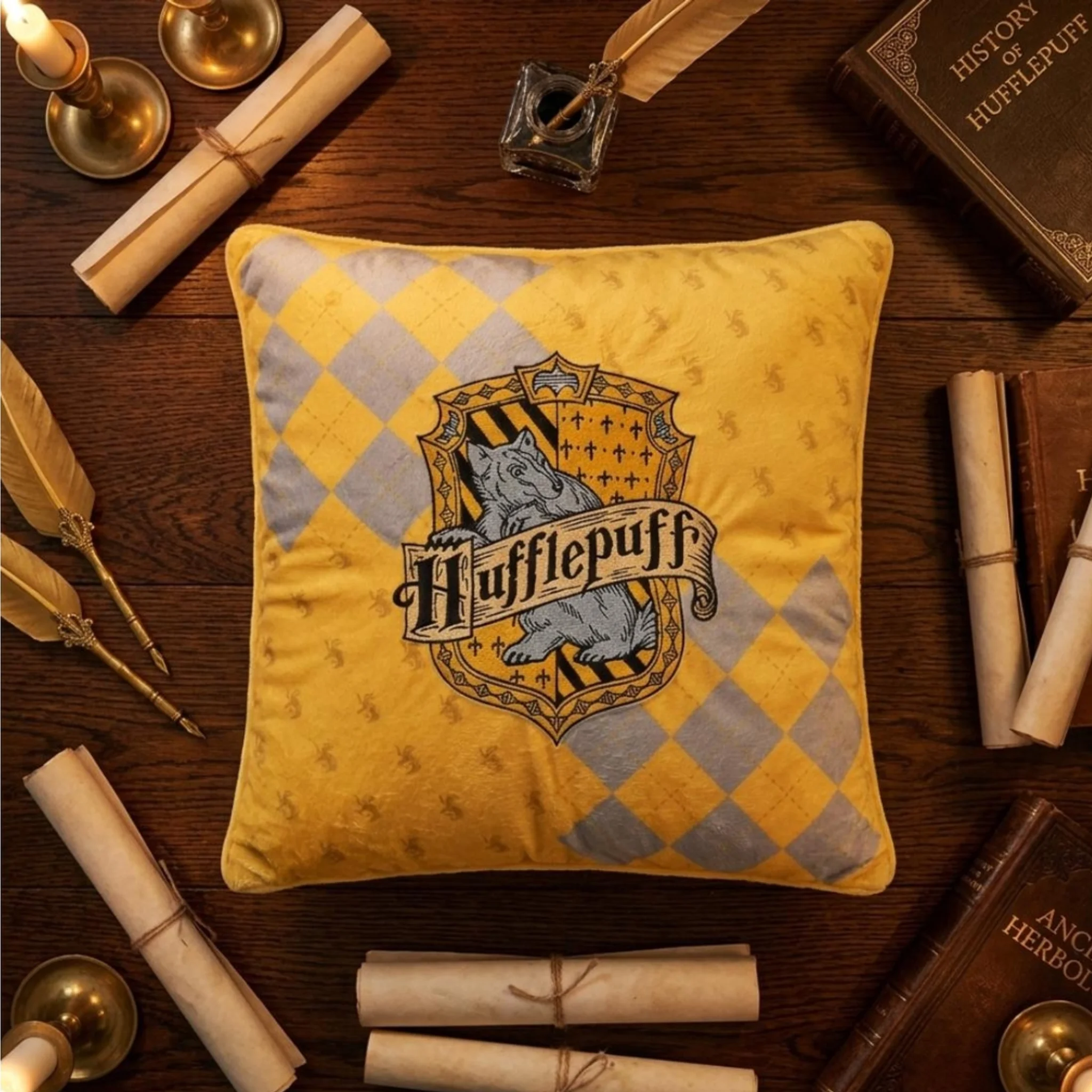 Hamleys Harry Potter Hufflepuff Embroidered 16 x 16 Cushion for Kids