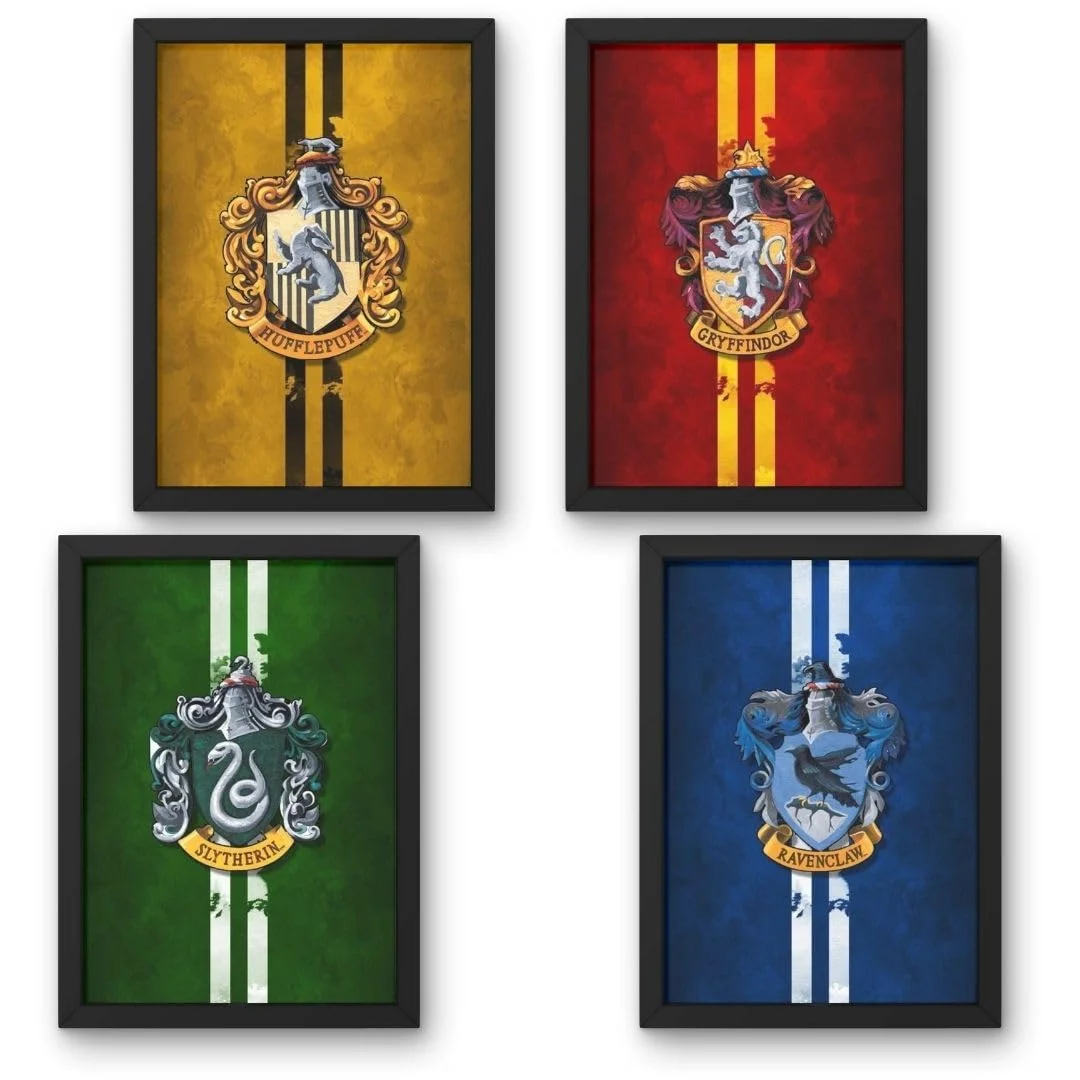 4 Harry Potter Houses Framed Posters Set