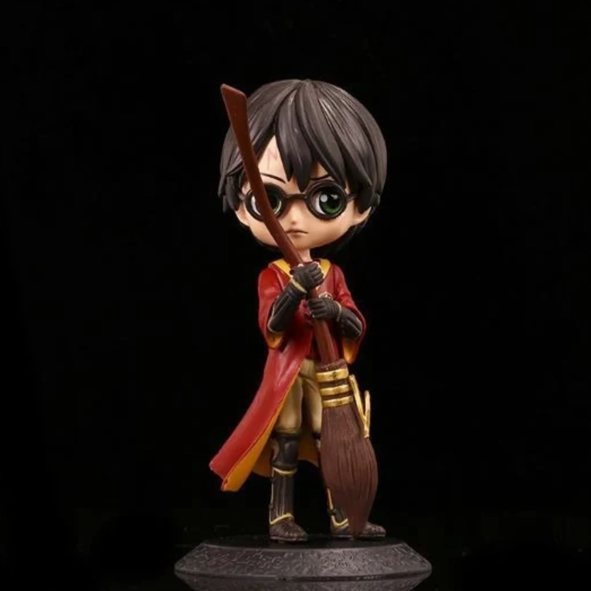 Harry Potter Action Figure with Broomstick – Cute Anime Style Wizard Collectible Toy | Desk Decor | Gift for Potter Fans