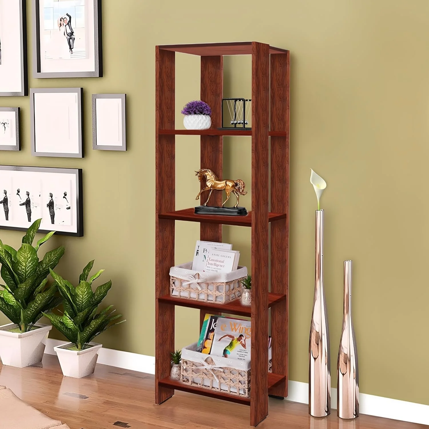 OUTKA Engineered Wood Open Display Book Stand - Versatile Display Rack Shelf Cabinet for Storage