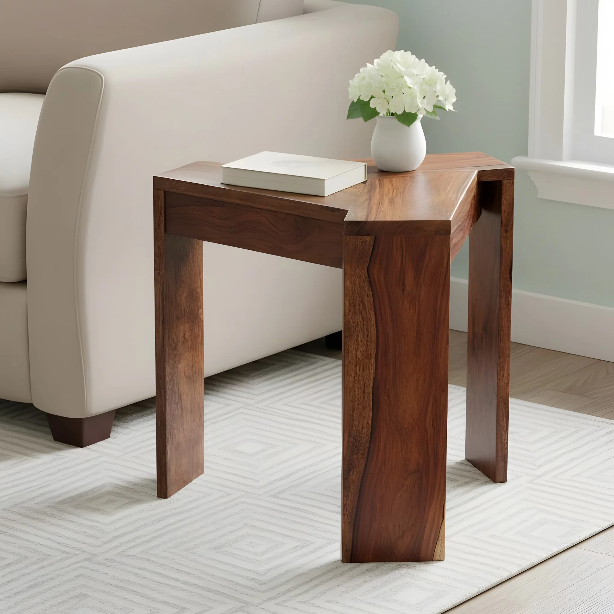 Ikiriya Solid Wood Side Table in Natural Teak Finish